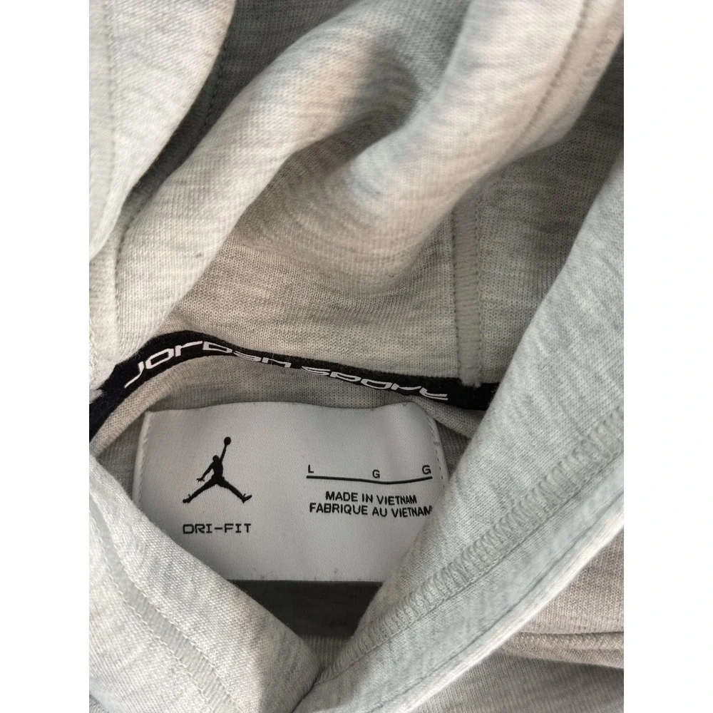 Jordan Hoodie Mens Large Gray Dri-FIT Fleece Pullover Jordan Sport Logo Athletic